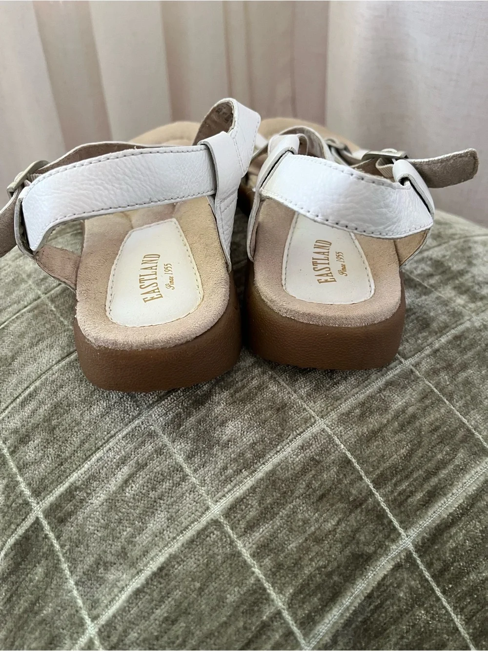 Eastland White Leather Crisscross Slingback Sandals - Picture 2 of 9